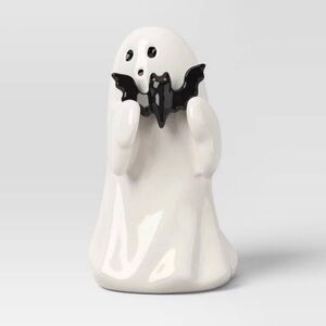 Hyde & EEK! 4.5" Ceramic Ghost with Bat Halloween Figurine